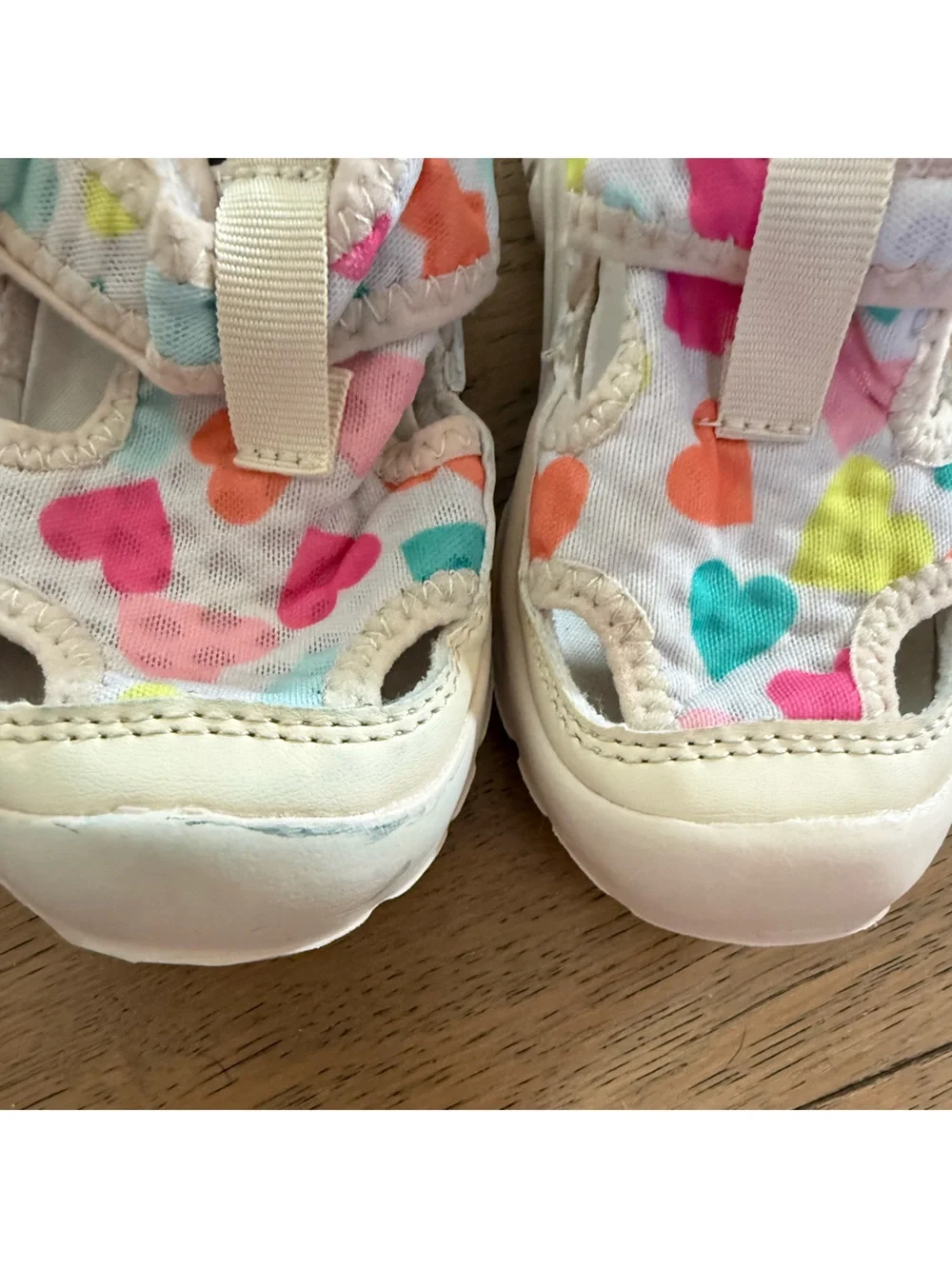 Toddler Heart Print Water Sandals Size 7-7.5 Colorful Velcro